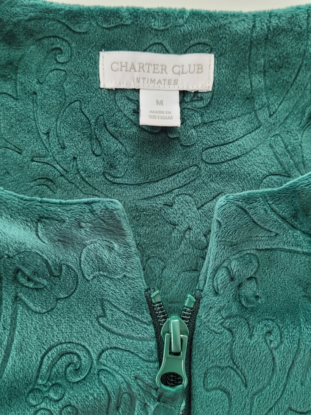 Charter Club Women's Embossed Velour Zip-Front Robe  Exclusive Size M
